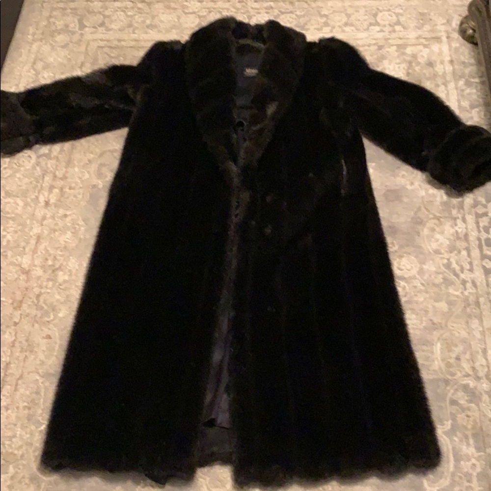 Fur long trench coat jacket